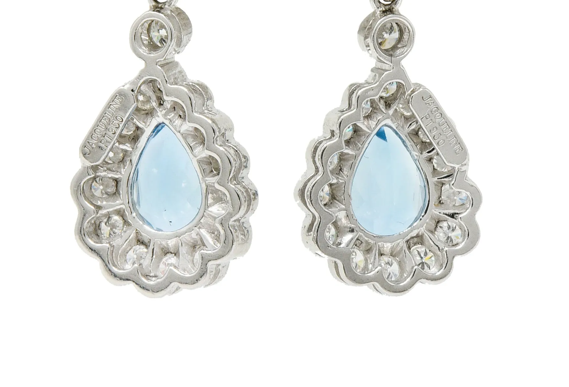 2.00 CTW Aquamarine Diamond Platinum 18 Karat White Gold Convertible Drop Earrings