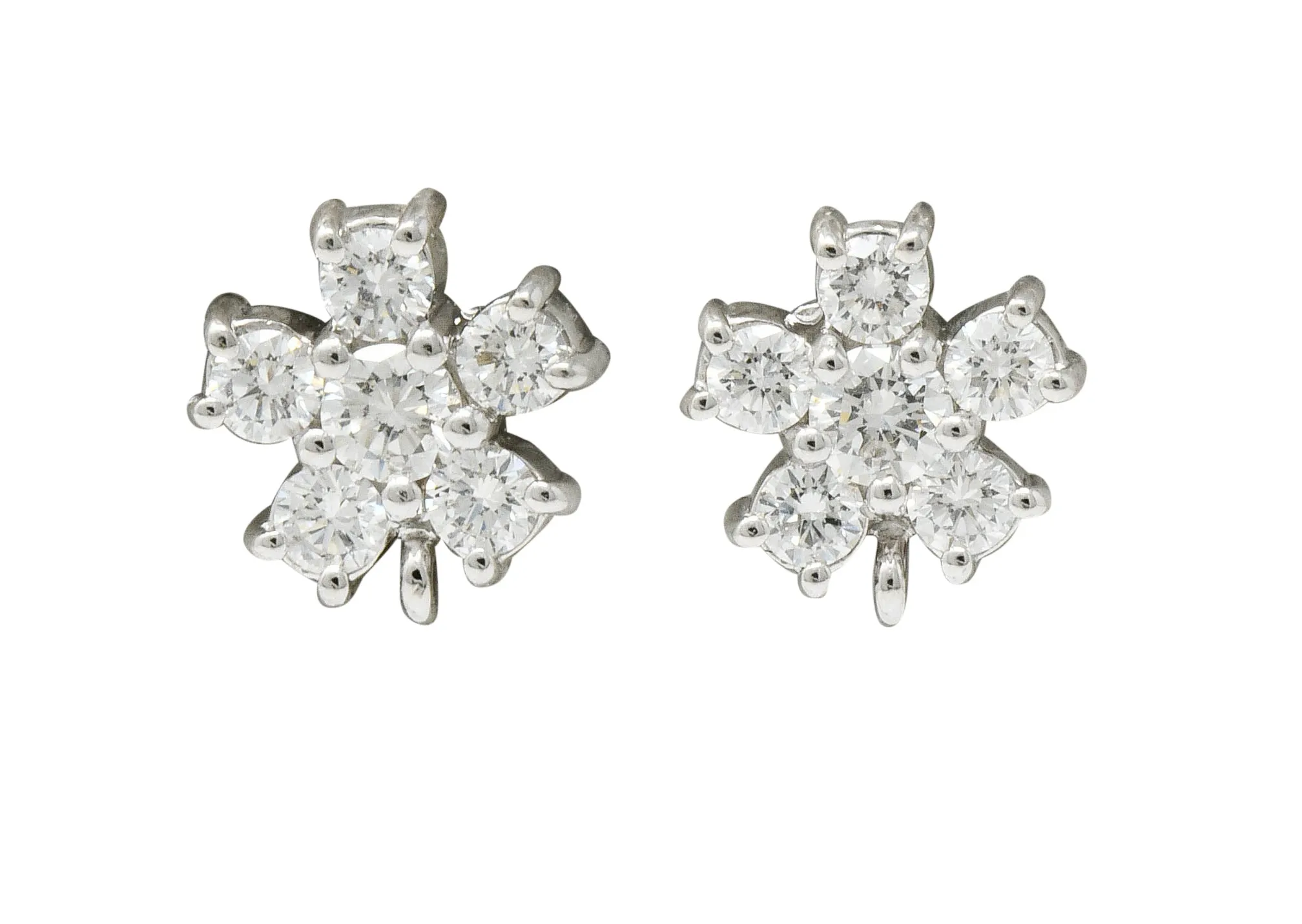 2.00 CTW Aquamarine Diamond Platinum 18 Karat White Gold Convertible Drop Earrings