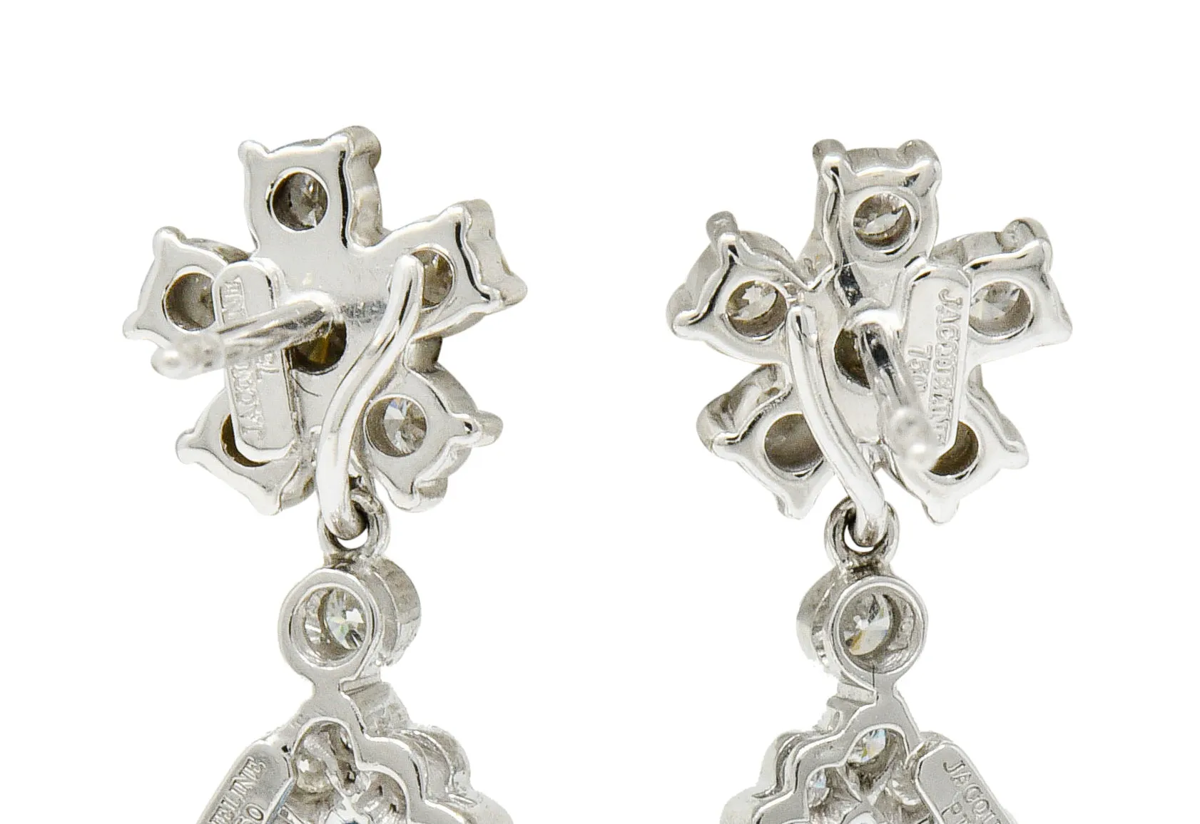 2.00 CTW Aquamarine Diamond Platinum 18 Karat White Gold Convertible Drop Earrings