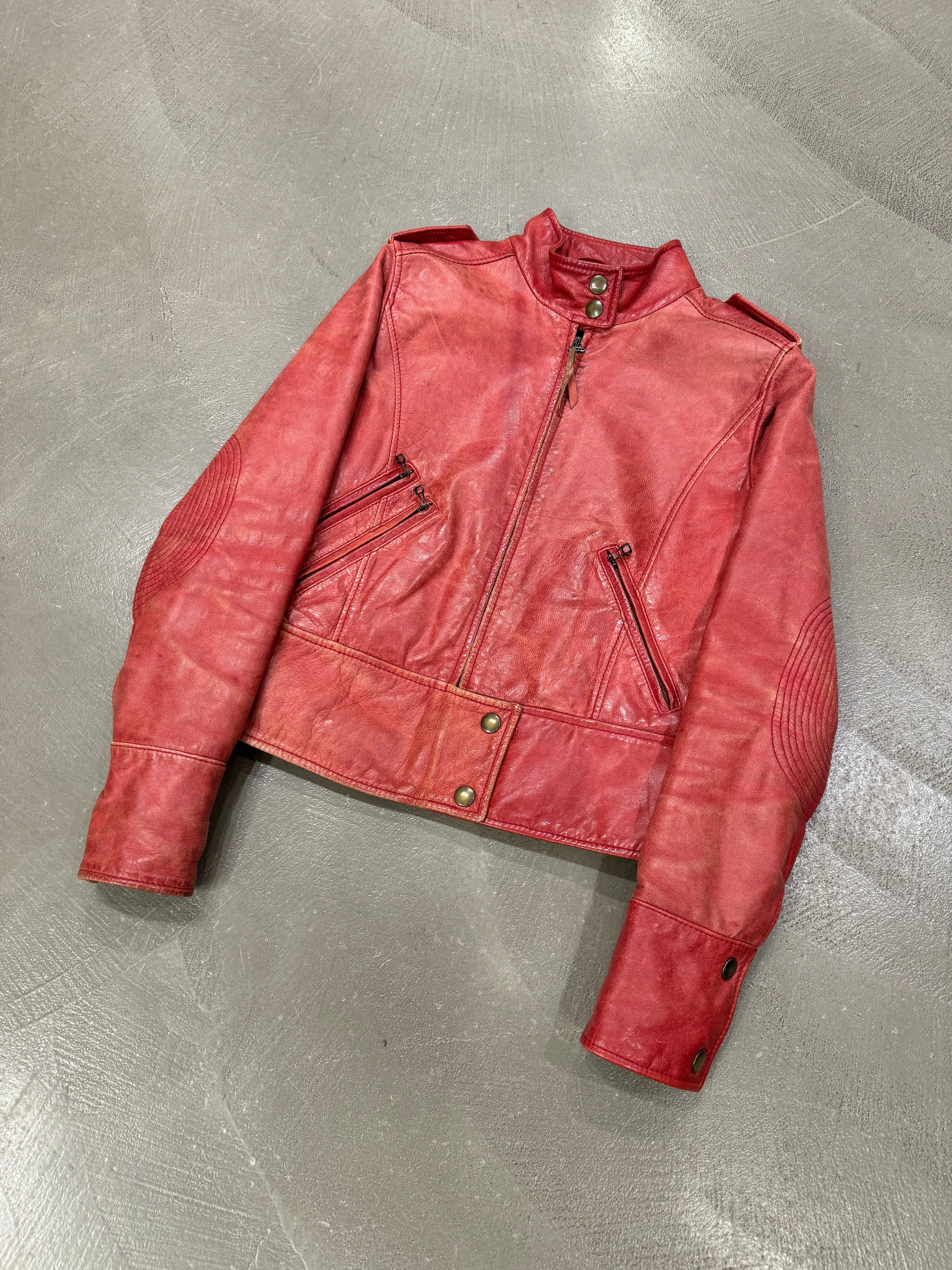 2000s Dolce & Gabbana red biker leather jacket