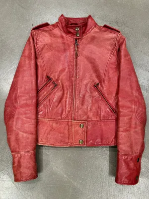 2000s Dolce & Gabbana red biker leather jacket