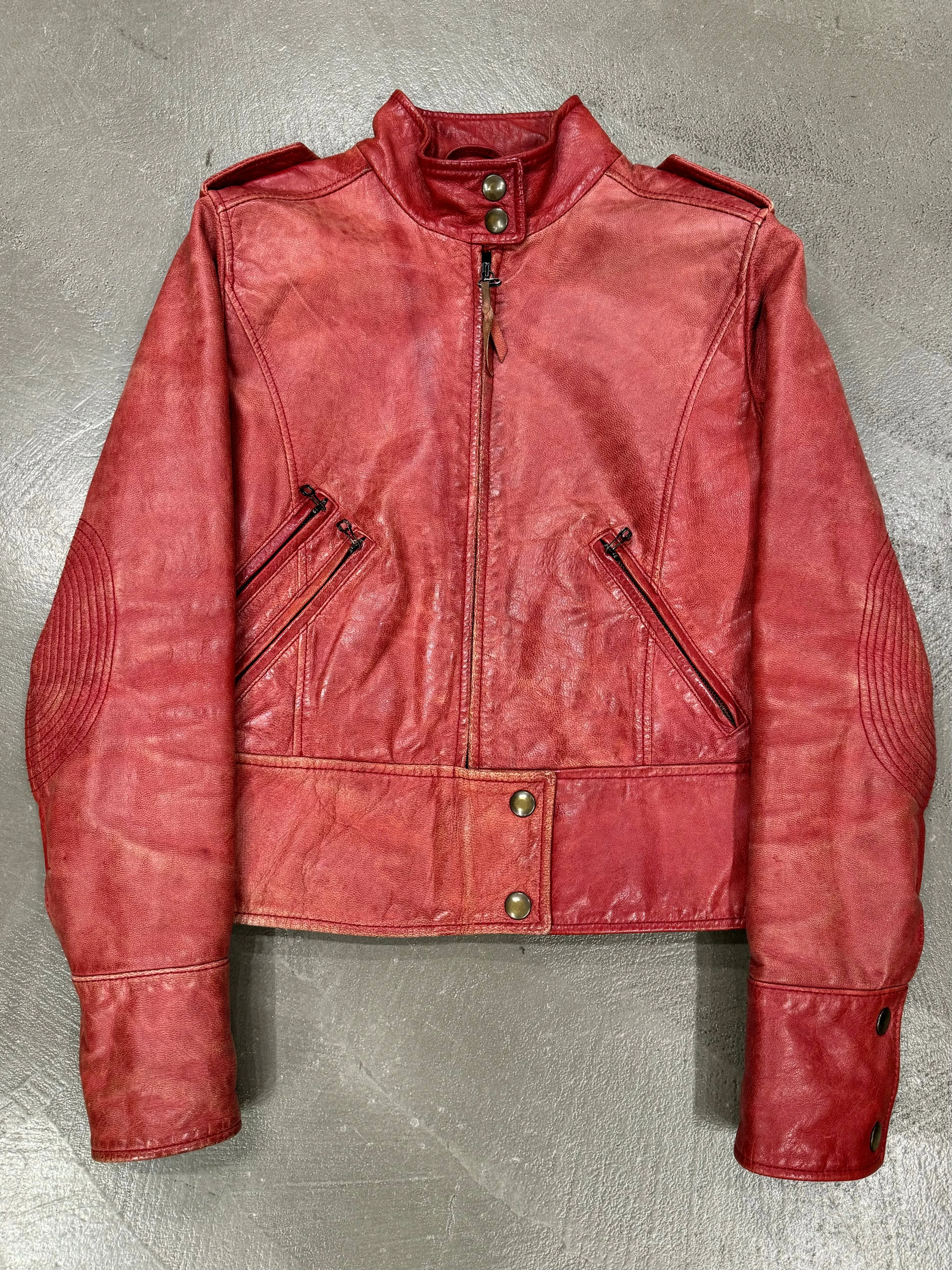2000s Dolce & Gabbana red biker leather jacket