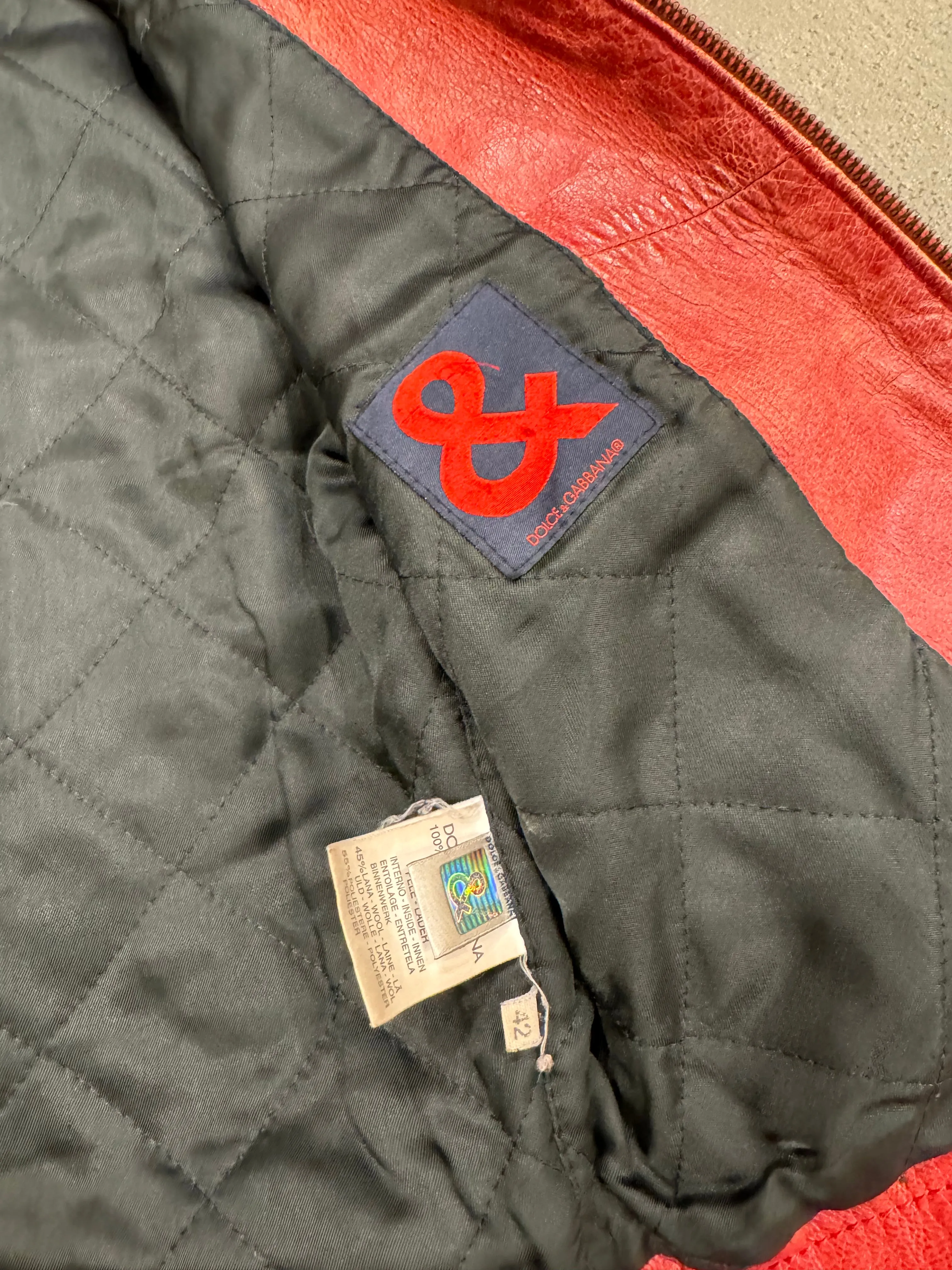 2000s Dolce & Gabbana red biker leather jacket
