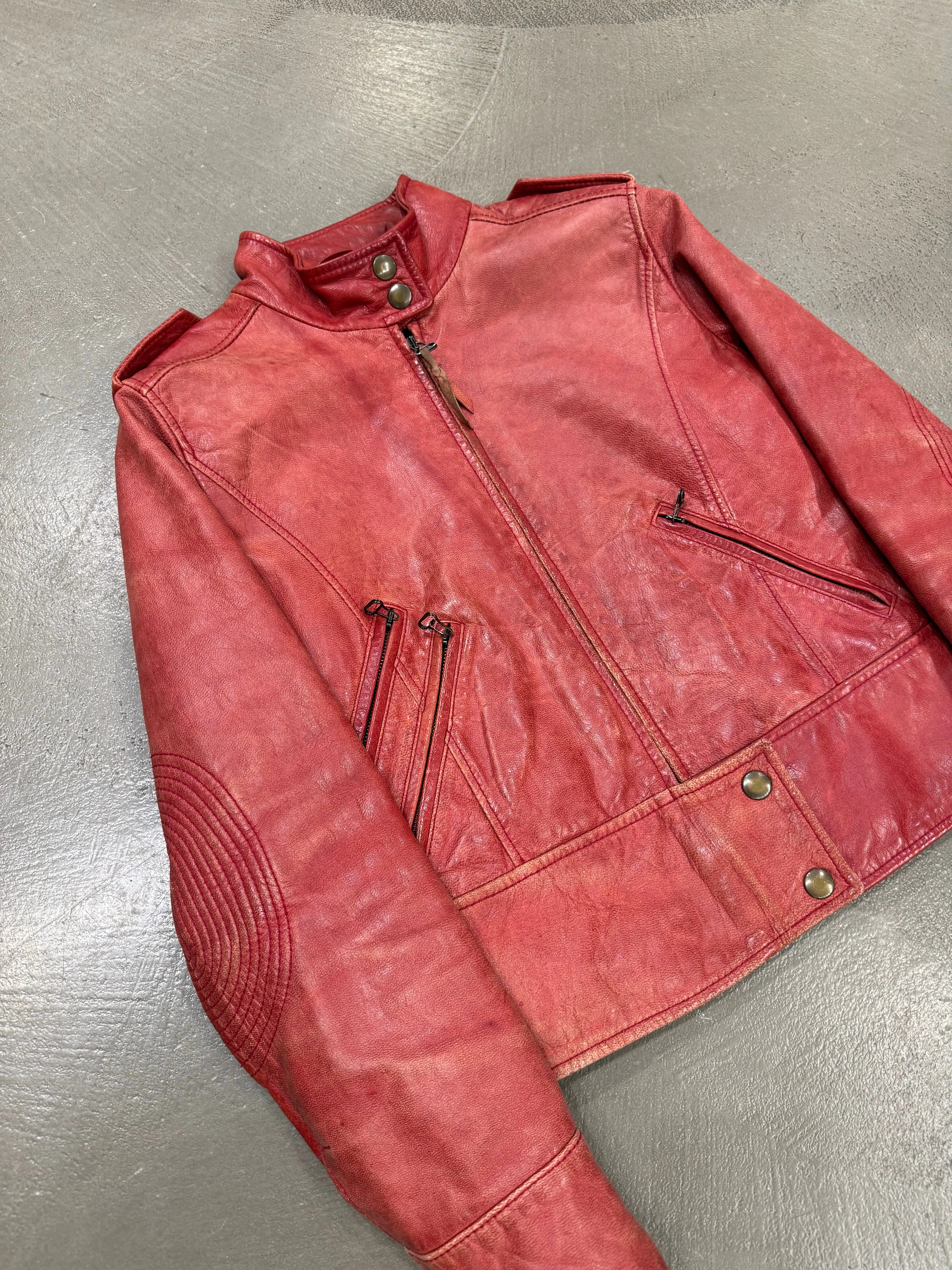 2000s Dolce & Gabbana red biker leather jacket