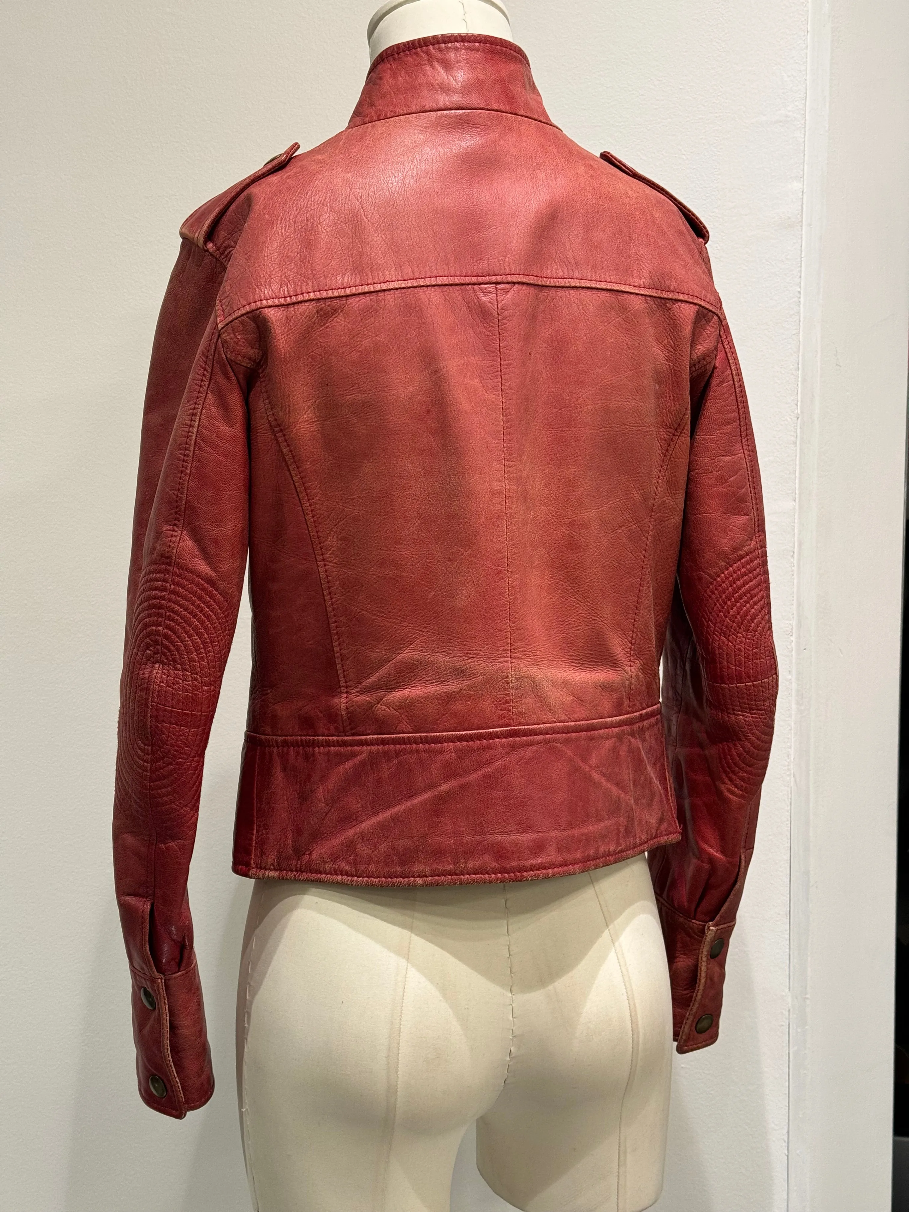 2000s Dolce & Gabbana red biker leather jacket