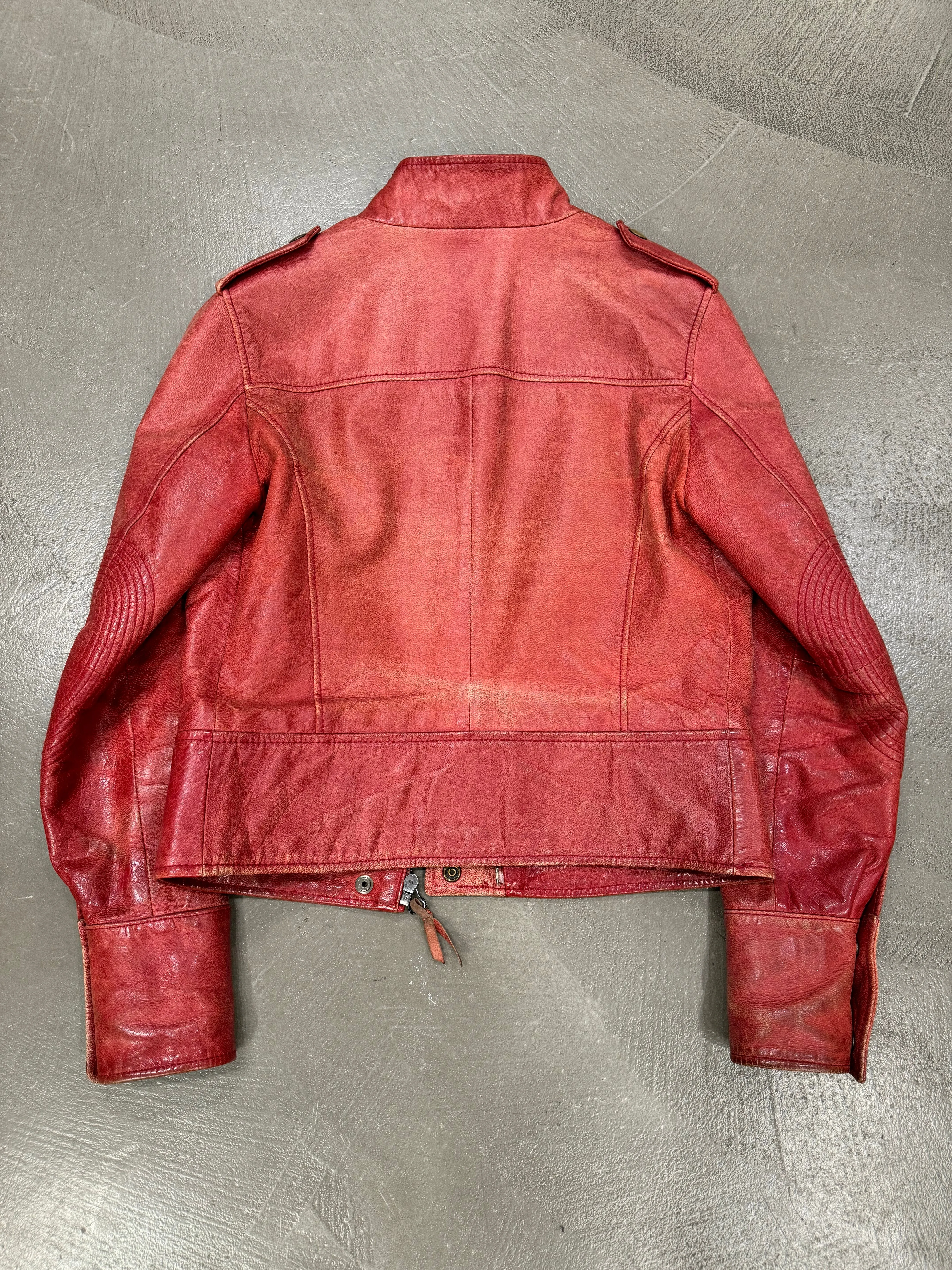 2000s Dolce & Gabbana red biker leather jacket