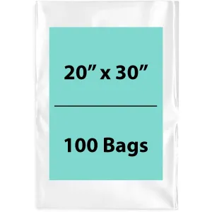 20X30 inches Clear Flat Poly Bags 1.5Mil Open Top (LDPE)
