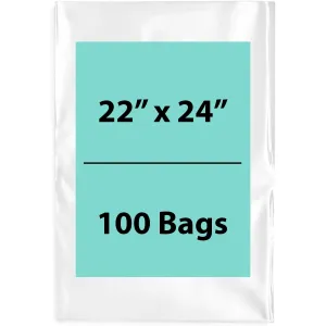 22X24 inches Clear Flat Poly Bags 1.5Mil Open Top (LDPE)