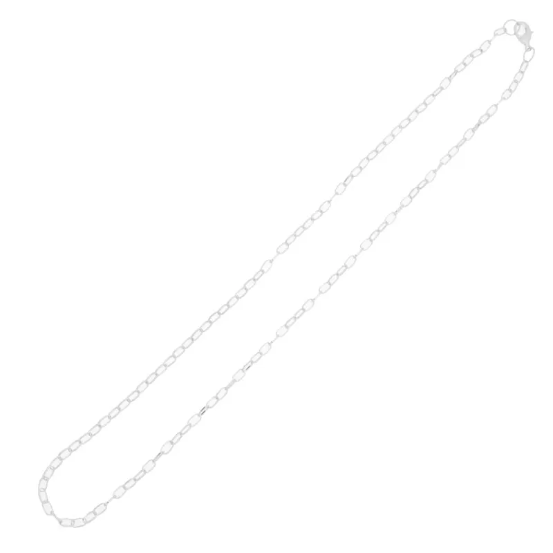 24 inch long flat necklace chain for pendant,4x6.5mm link size,Lobster Clasp end,Brass chain,silver plated,20pcs/lot