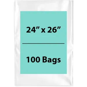 24X26 inches Clear Flat Poly Bags 1.5Mil Open Top (LDPE)