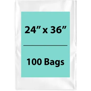 24X36 inches Clear Flat Poly Bags 6Mil Open Top (LDPE)