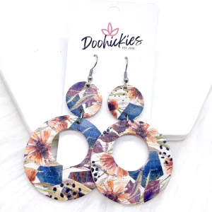 2.5" Plum Floral Double O Corkies -Earrings