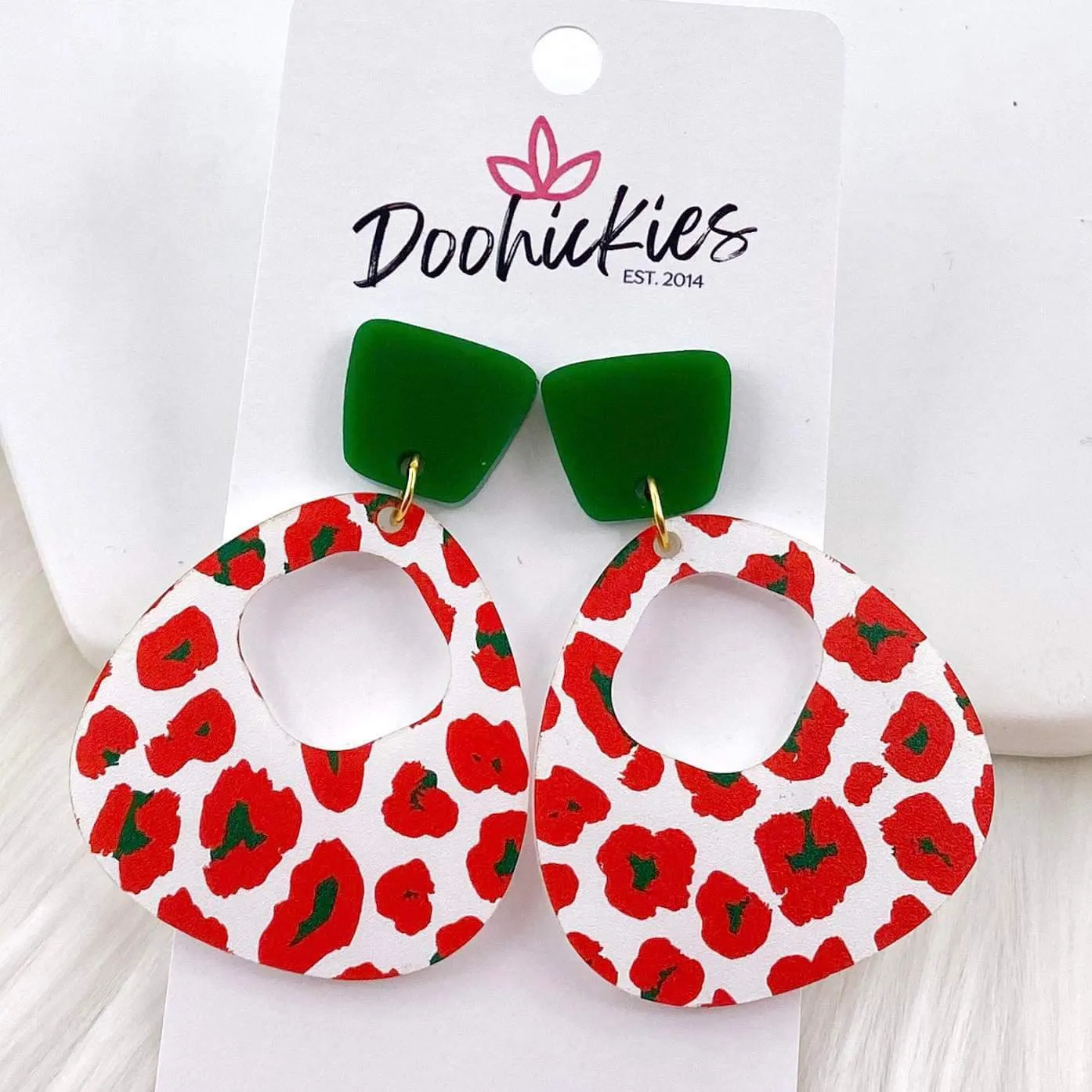 2" Christmas Leopard Lil' Carmen's -Acrylic Earrings