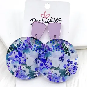 2" Long Purple Trapezoid & Purple Meadow Piggyback Dangle Acrylics- Fall Earrings