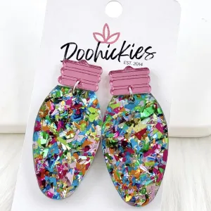 2" Teal Confetti Lights -Christmas Earrings
