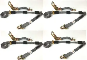 2" x 11' DIAMOND WEAVE 3 Point Ratchet Wheel Strap with 3 Rubber Tread Grabs (Swivel J)(4 Pack)