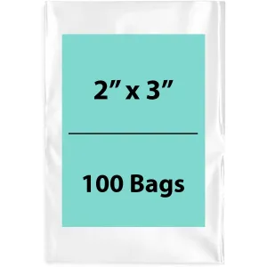 2X3 inches Clear Flat Poly Bags 6Mil Open Top (LDPE)