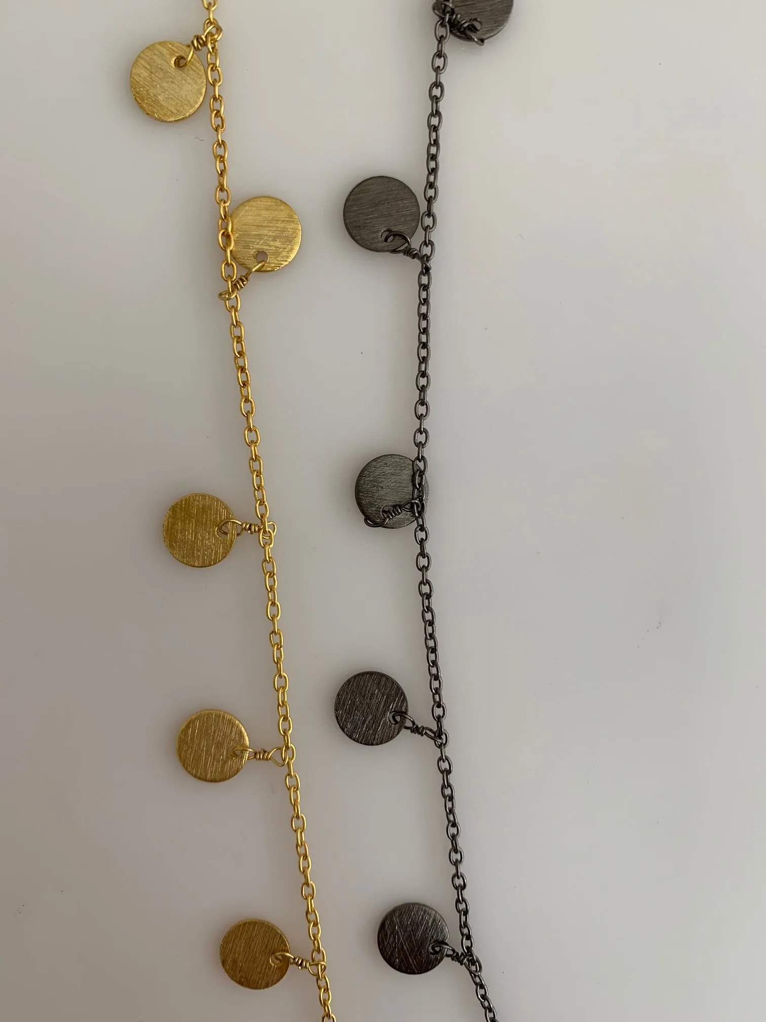3 Feet long Disc Chain | Dangling Disc Chain | Gold Finish and Gunmetal Plated | Flat DISC Chain | Disc Size is 8mm |