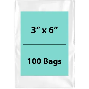 3X6 inches Clear Flat Poly Bags 6Mil Open Top (LDPE)