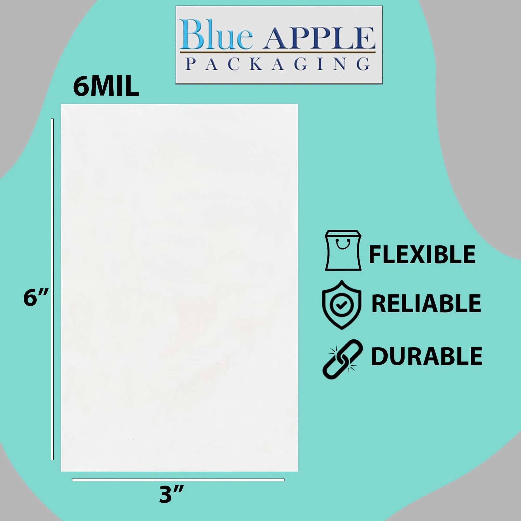 3X6 inches Clear Flat Poly Bags 6Mil Open Top (LDPE)