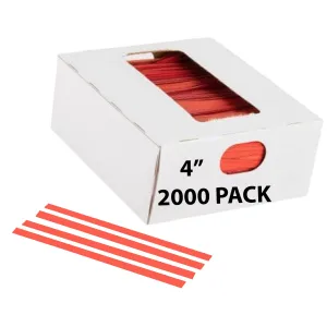 4 Inch Pre-cut Red Paper Twist Ties for Bags