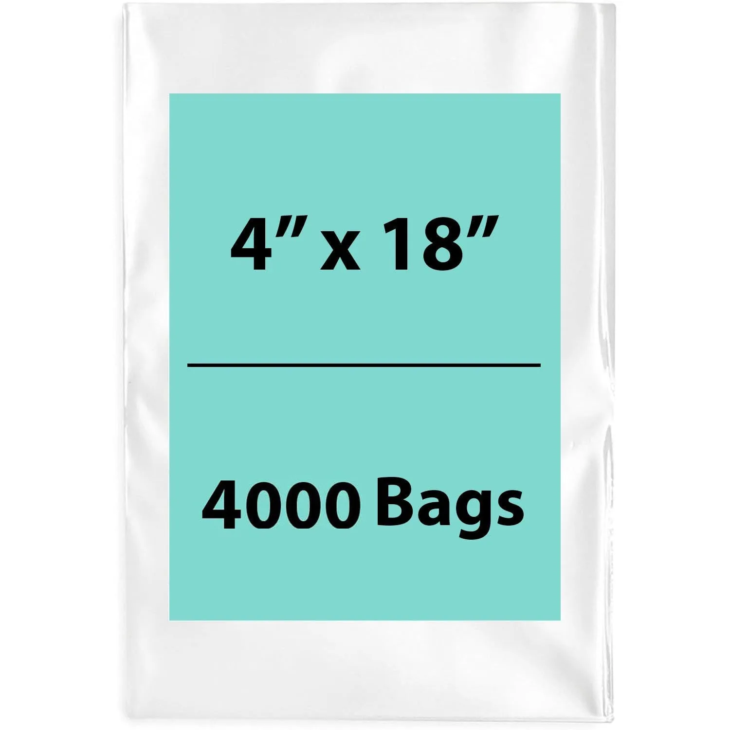 4X18 inches Clear Flat Poly Bags 2Mil Open Top (LDPE)