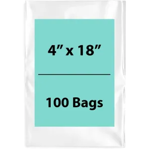 4X18 inches Clear Flat Poly Bags 2Mil Open Top (LDPE)