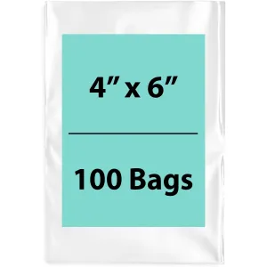 4X6 inches Clear Flat Poly Bags 1.25Mil Open Top (LDPE)