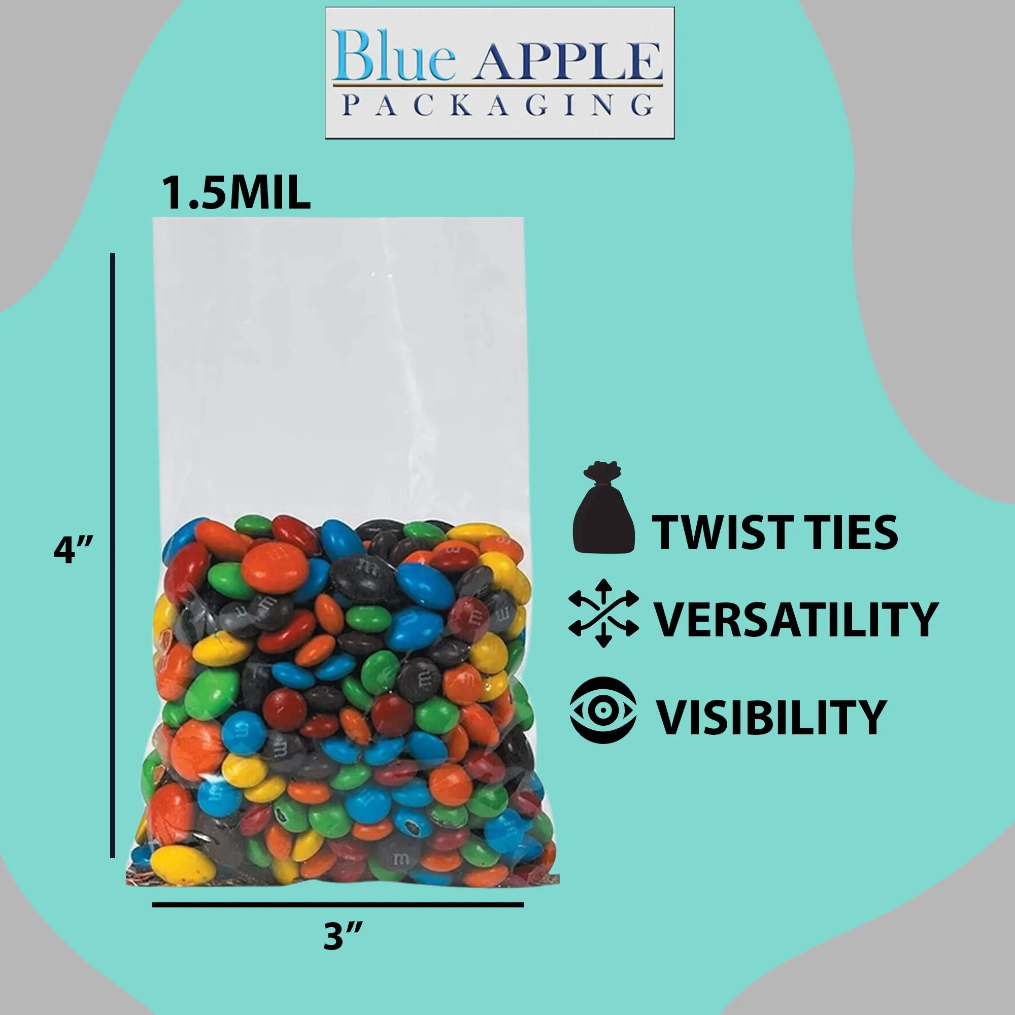 4X6 inches Polypropylene Bags 1.5 Mil Clear Flat