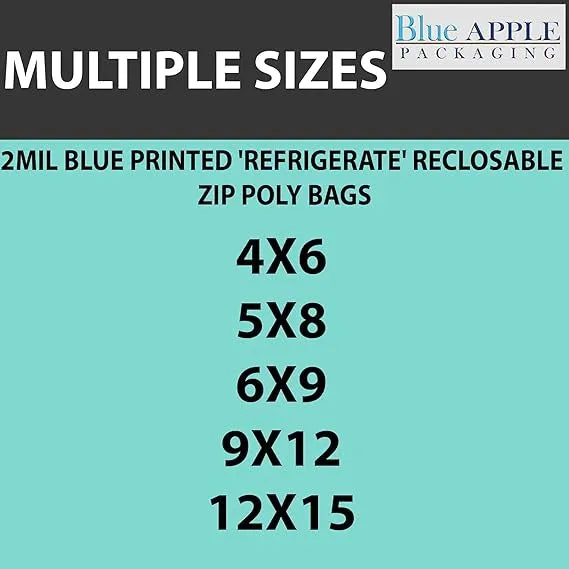 4X6 inches Refrigerator Bags (Printed) 2 Mil Zipper Reclosable for Pharmacy