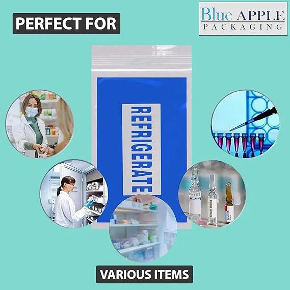 4X6 inches Refrigerator Bags (Printed) 2 Mil Zipper Reclosable for Pharmacy