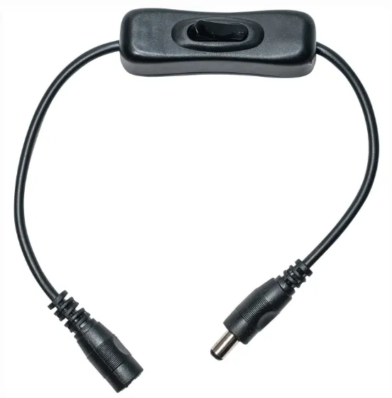 5 Pack of Male to Female DC Power Inline Cable with On Off Switch Jack Connector 5.5x2.1mm for Led Strip Light, CCTV Camera, No Need Soldering