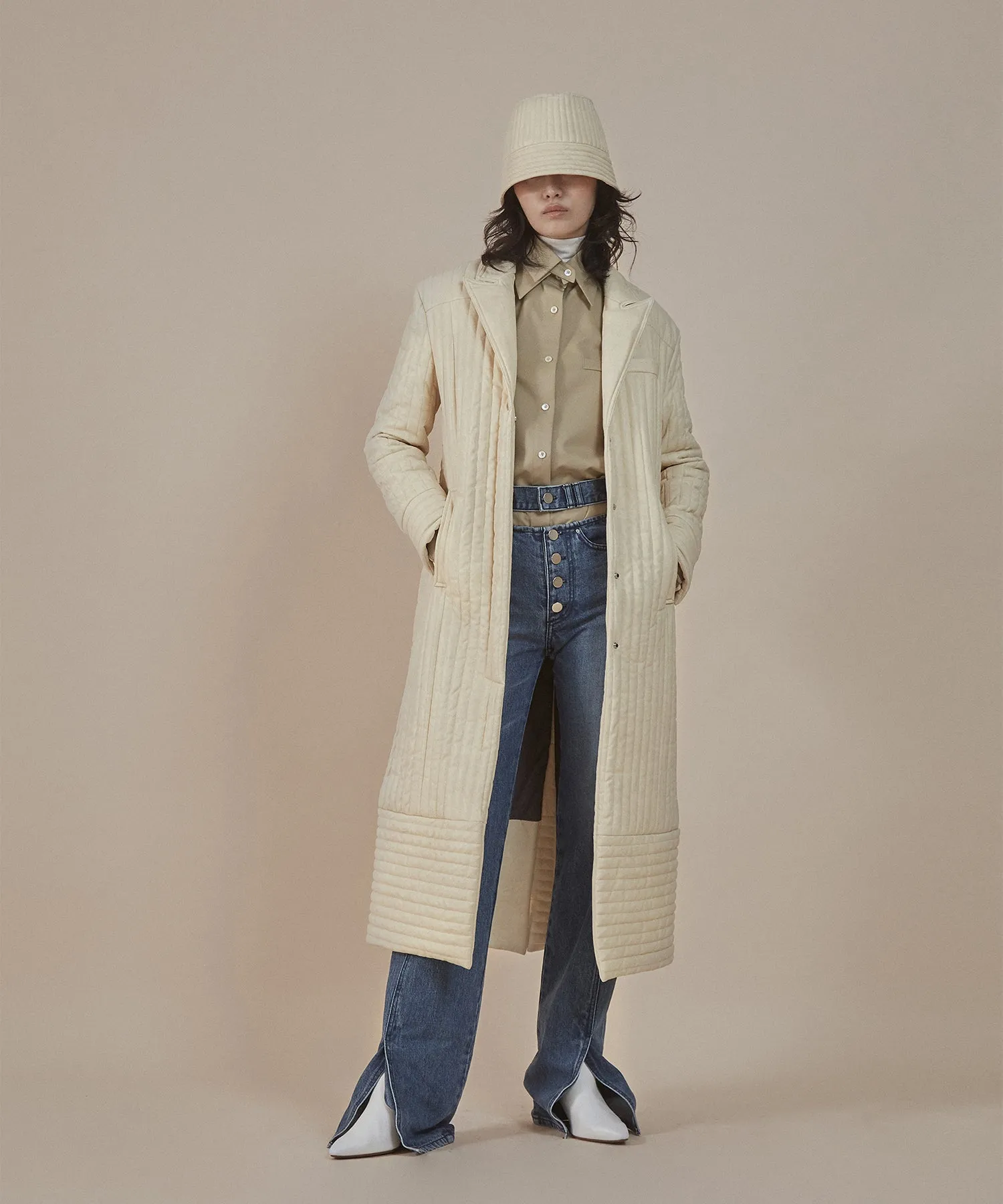 [50% OFF] Faux leather quilted coat