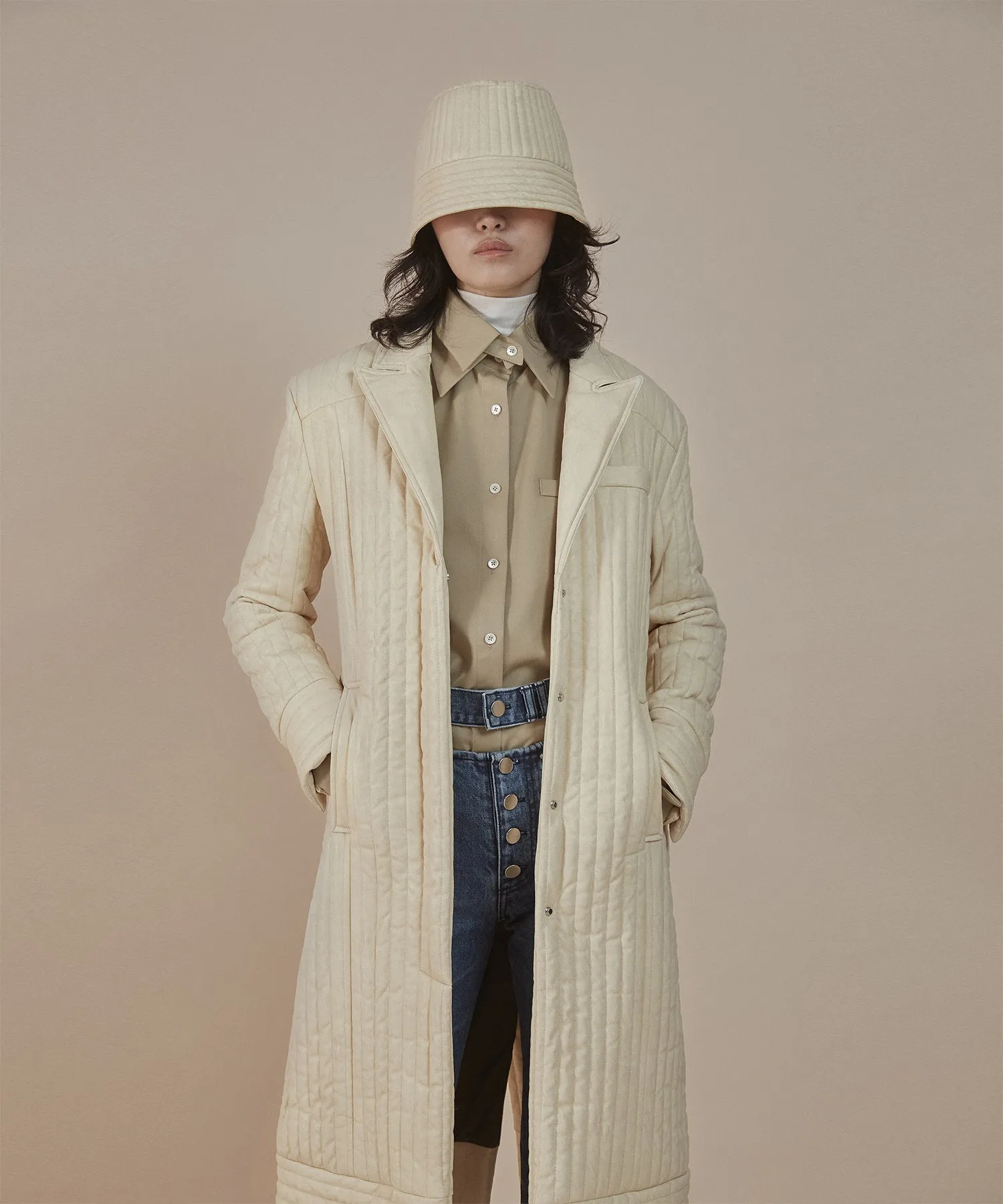 [50% OFF] Faux leather quilted coat