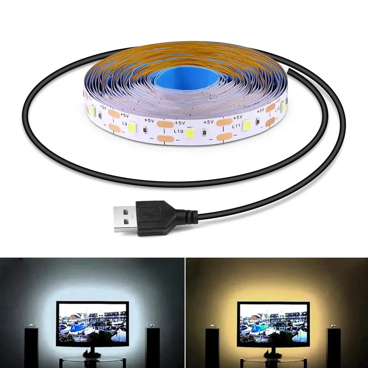5V USB LED Strip Light - Warm White 2835