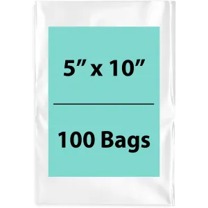 5X10 inches Clear Flat Poly Bags 1.5Mil Open Top (LDPE)