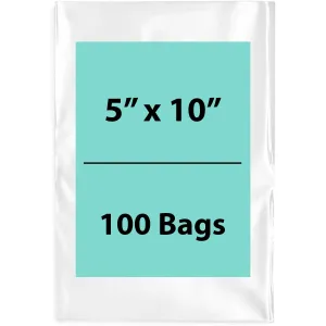 5X10 inches Clear Flat Poly Bags 2Mil Open Top (LDPE)