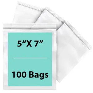5X7 inches Reclosable Single Line Zipper Poly Bags 2 Mil (LDPE)