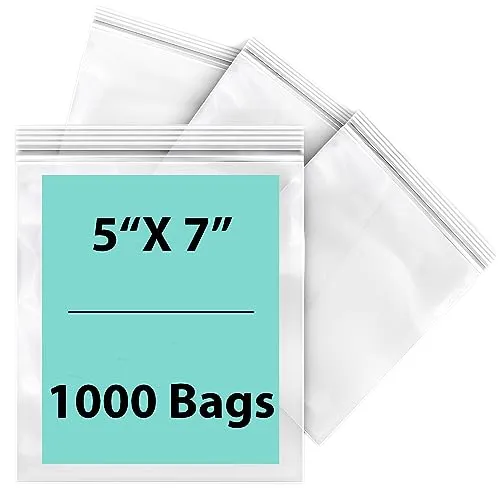 5X7 inches Reclosable Single Line Zipper Poly Bags 2 Mil (LDPE)