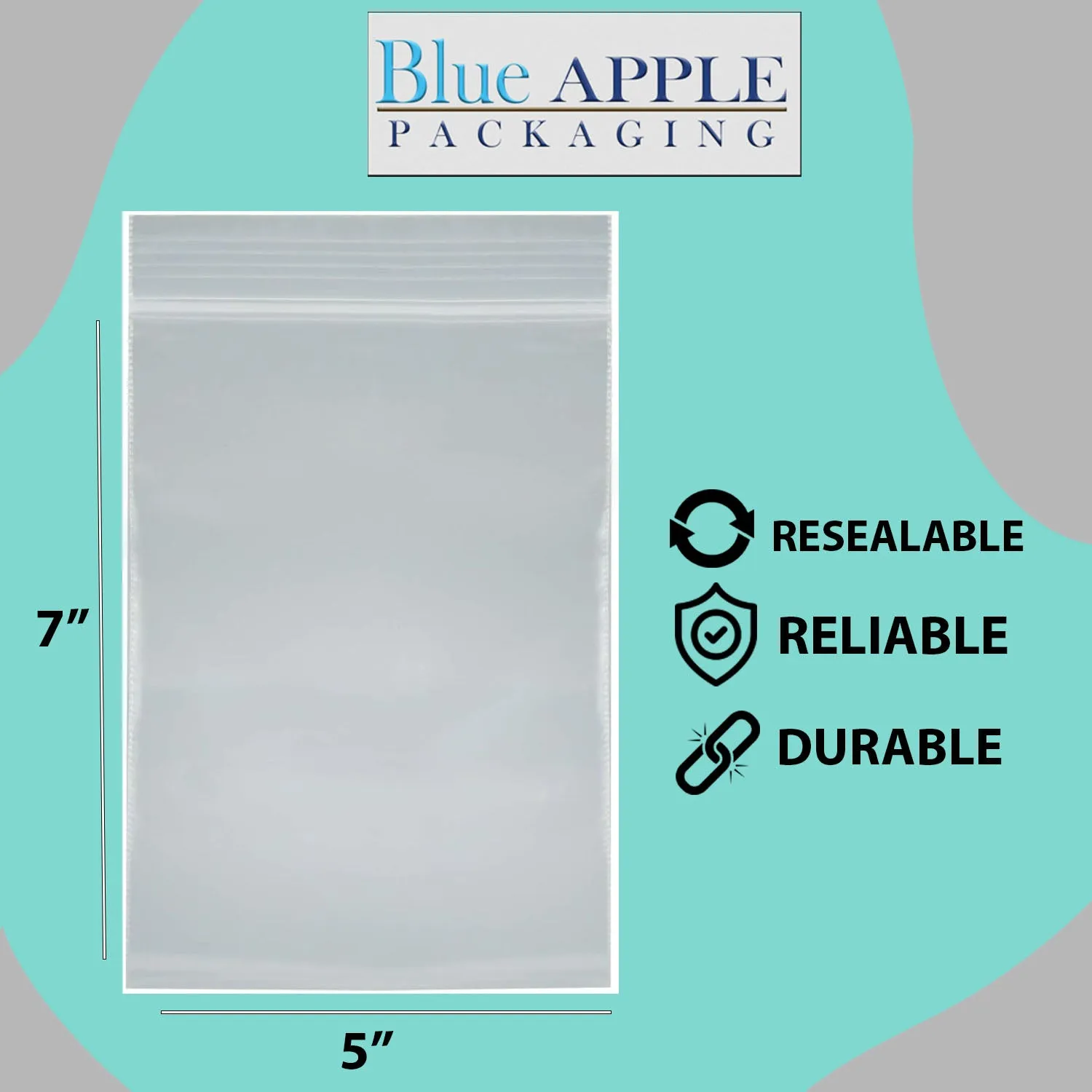 5X7 inches Reclosable Single Line Zipper Poly Bags 2 Mil (LDPE)