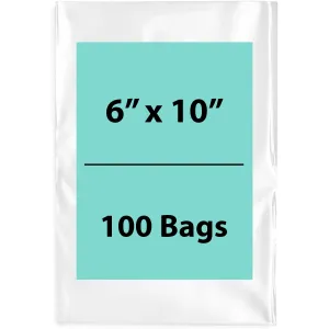 6X10 inches Clear Flat Poly Bags 2Mil Open Top (LDPE)