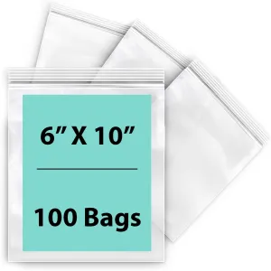 6X10 inches Reclosable Single Line Zipper Poly Bags 4 Mil (LDPE)