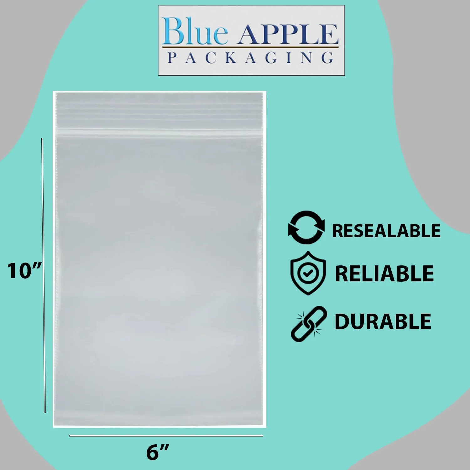 6X10 inches Reclosable Single Line Zipper Poly Bags 4 Mil (LDPE)