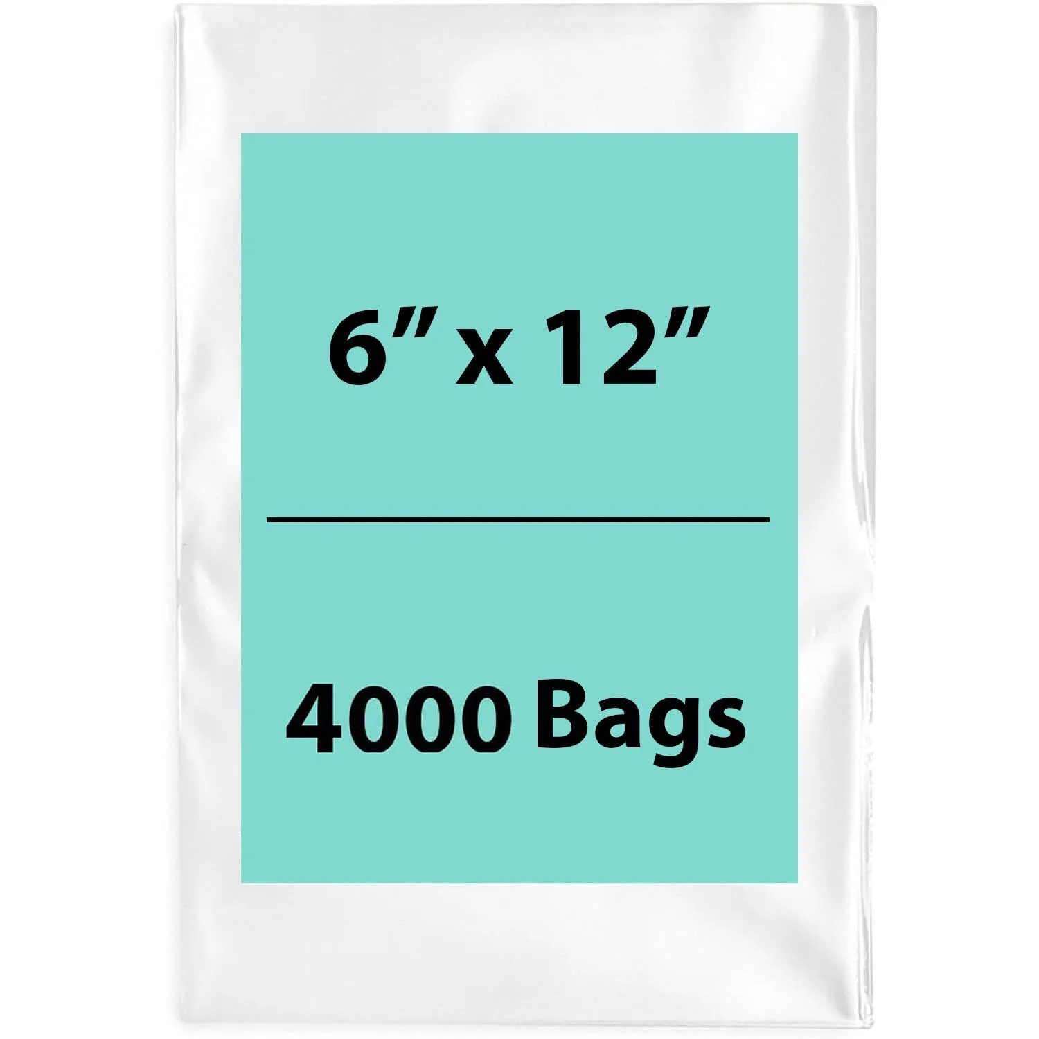 6X12 inches Clear Flat Poly Bags 2Mil Open Top (LDPE)
