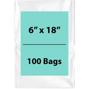 6X18 inches Clear Flat Poly Bags 4Mil Open Top (LDPE)