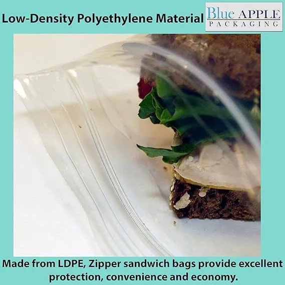 6X6 inches Zipper Sandwich Bags 1.2 Mil LDPE