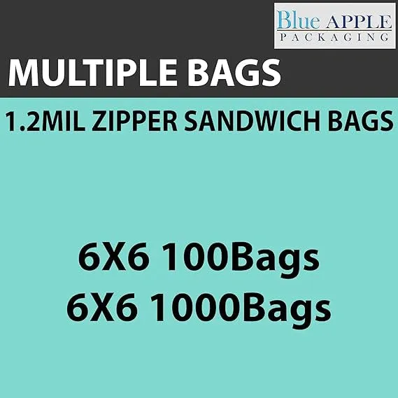 6X6 inches Zipper Sandwich Bags 1.2 Mil LDPE