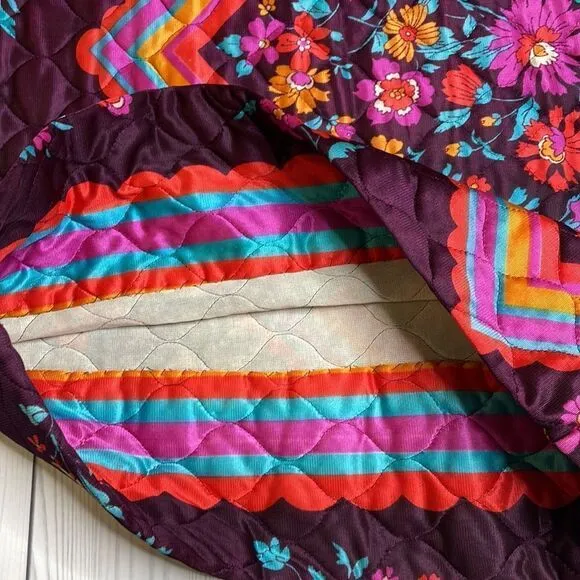 70s custom vintage quilted floral geometric Maxi Skirt small