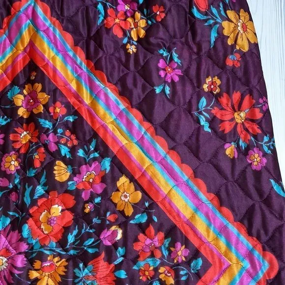 70s custom vintage quilted floral geometric Maxi Skirt small
