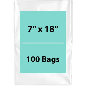 7X18 inches Clear Flat Poly Bags 4Mil Open Top (LDPE)